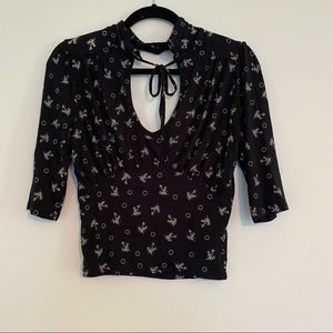 Free People Peasant Style Tie Neck Crop Top - #042